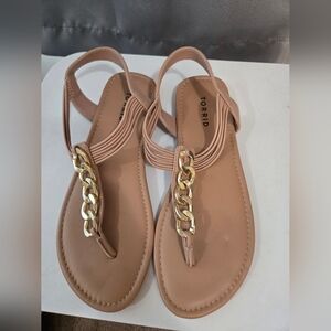Torrid Women's Tan Sandals with Gold Accent